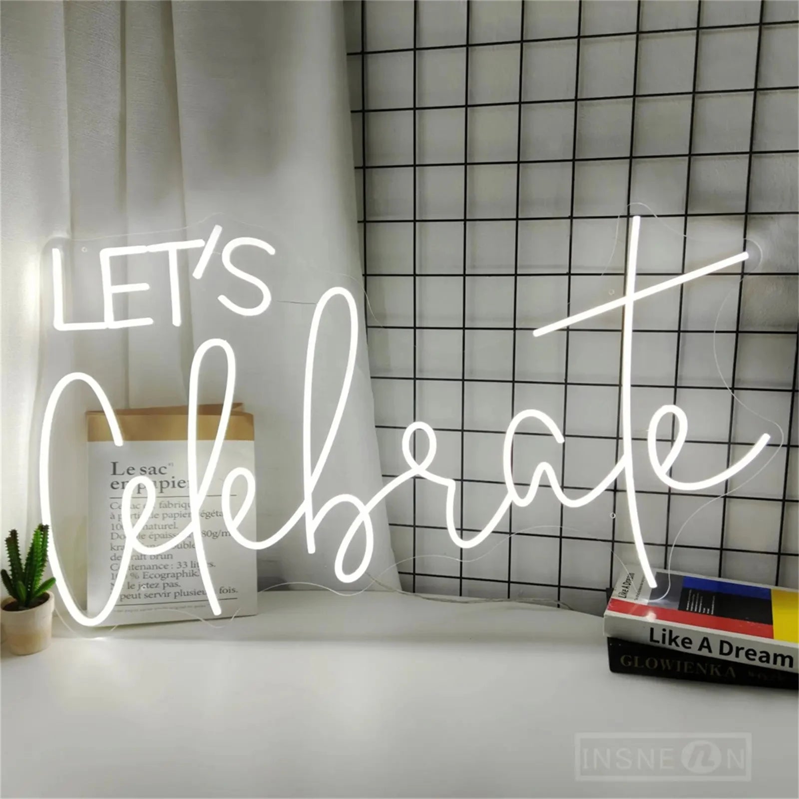 Lets Celebrate Led Neon Signs Wedding Party Wall Decor Neon Light Room Art Decoration Bedroom Hanging Neon Lignt Sign Decor Gift