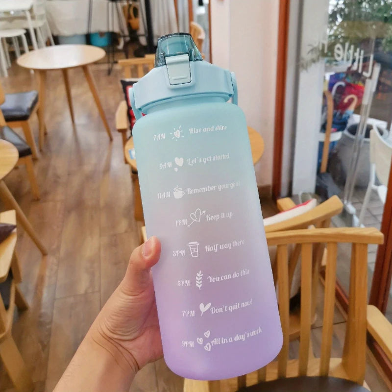 2l/900ml Water Bottle Liter Stay Hydrated Motivated Leakproof Plastic Sport Bottle Reminder Times Sports Outdoor Fitness Office