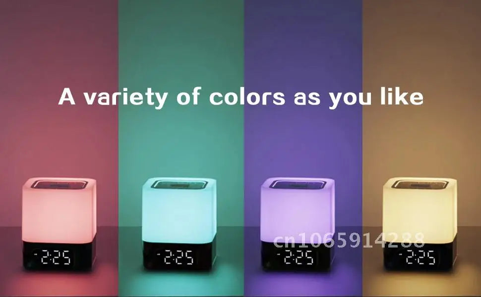 Color Changing Bluetooth Speaker Night Lamp Digital Alarm Clock Player Bedside Sensor Lights Girls MP3 for Gift Touch Boys