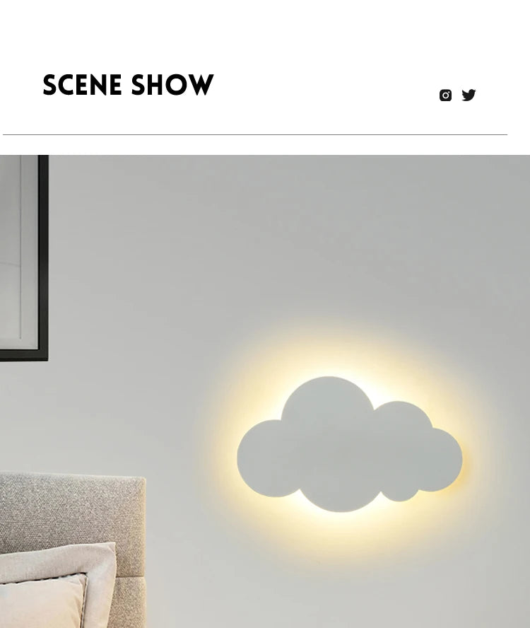 LED Cloud Wall Lamp With Plug Baby Room Bedroom Bed Living Dining Room Attic Creative Warm Decoration Wall Light AC110V-230V