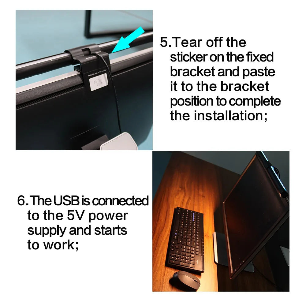 RGB Led Monitor Light Bar Monitor Screen Hanging Lighting USB Dimmable Atmosphere Desk Lamp for Computer Gaming Lights