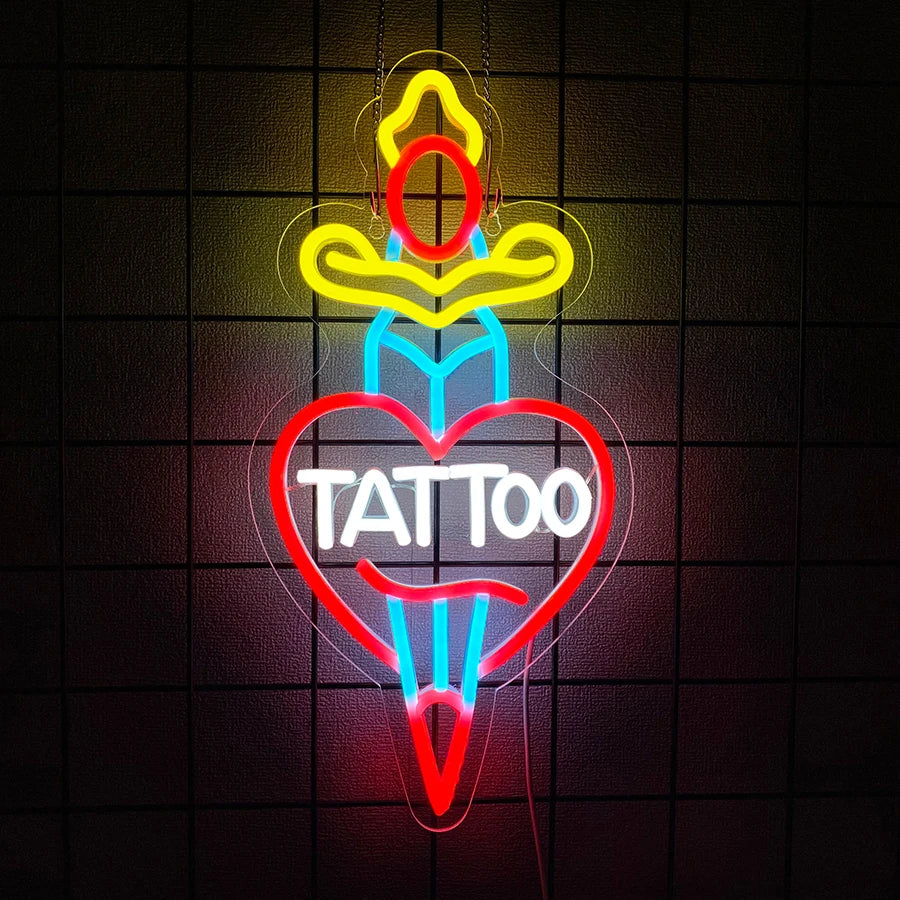 Tattoo Led Neon Sign, Decor With Aesthetic Operation Lights, Used For Business Lights In Shops, Rooms, Bars And Tattoo Studios.