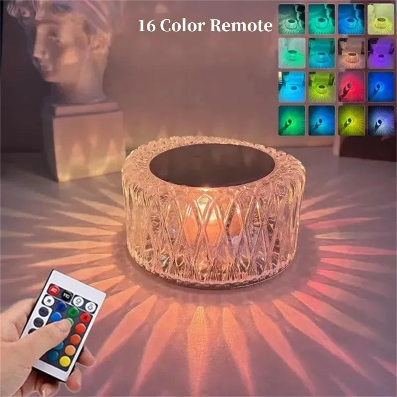 Creatively LED Crystal Table Lamp RGB USB Light Touch Projection For Home Bedroom Atmosphere Light Decoration LED Night Light
