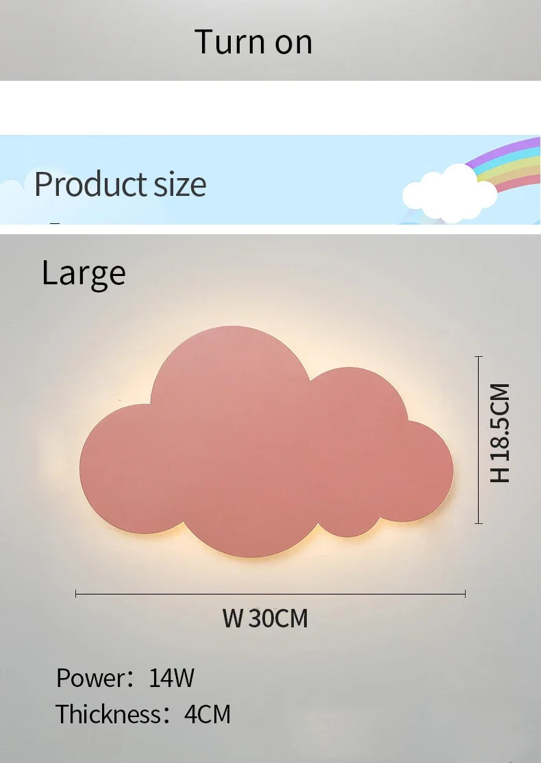 Cloud LED Wall Lamp Baby Room Bedroom Bedside Living Room Dining Room Attic Creative Warm Decoration Touch Switch AC85-230V